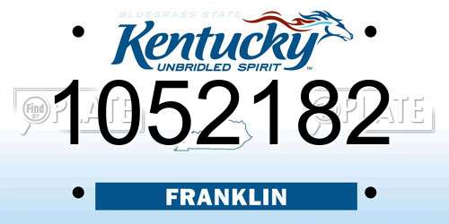 1052182 Kentucky License Plate