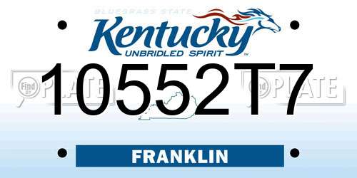 10552T7 Kentucky License Plate