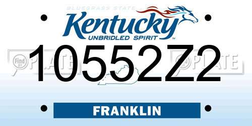 10552Z2 Kentucky License Plate