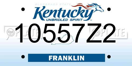 10557Z2 Kentucky License Plate