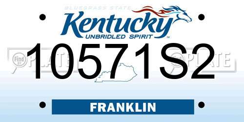 10571S2 Kentucky License Plate