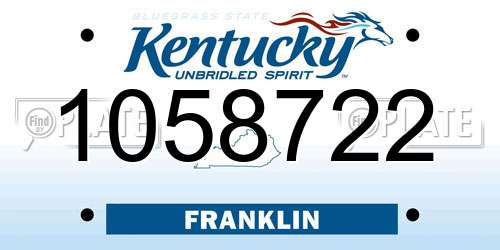 1058722 Kentucky License Plate