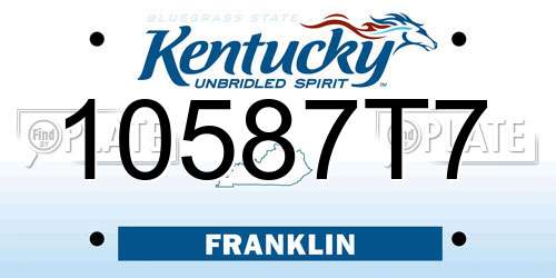 10587T7 Kentucky License Plate