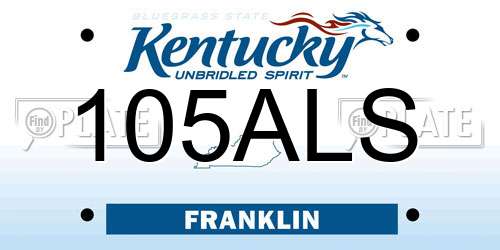 105ALS Kentucky License Plate