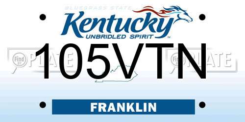 105VTN Kentucky License Plate