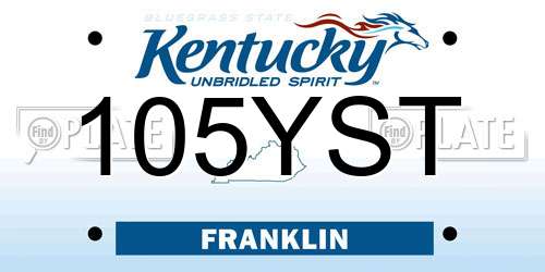 105YST Kentucky License Plate