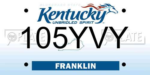 105YVY Kentucky License Plate