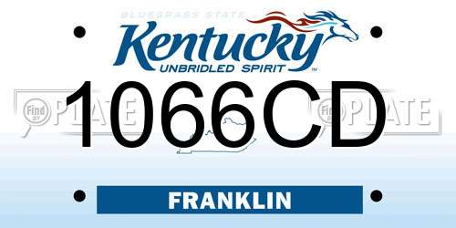 1066CD Kentucky License Plate