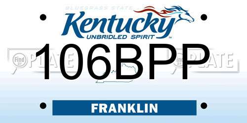 106BPP Kentucky License Plate