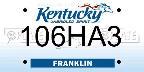 106HA3 Kentucky License Plate