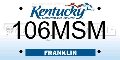 106MSM Kentucky License Plate