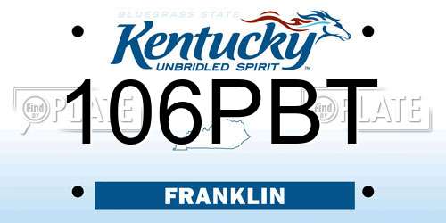 106PBT Kentucky License Plate