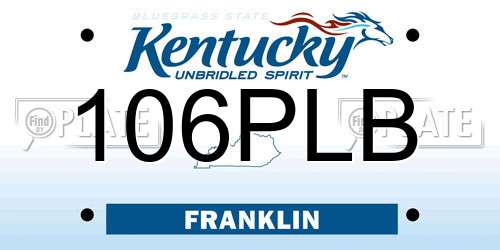 106PLB Kentucky License Plate