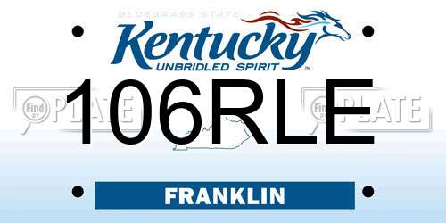 106RLE Kentucky License Plate