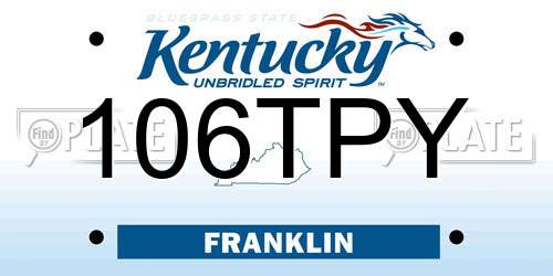 106TPY Kentucky License Plate