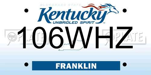 106WHZ Kentucky License Plate