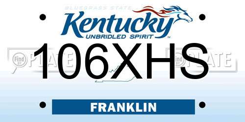 106XHS Kentucky License Plate