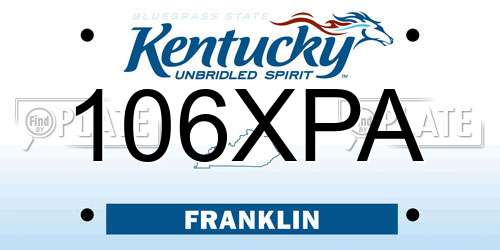 106XPA Kentucky License Plate