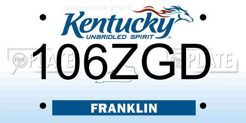 106ZGD Kentucky License Plate