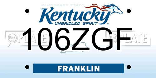 106ZGF Kentucky License Plate
