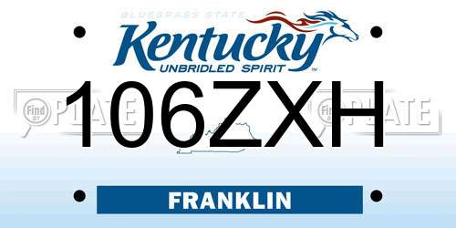 106ZXH Kentucky License Plate