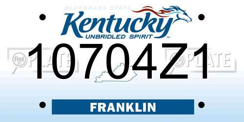 10704Z1 Kentucky License Plate
