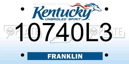 10740L3 Kentucky License Plate