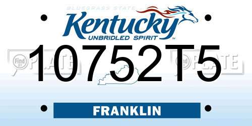 10752T5 Kentucky License Plate