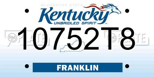 10752T8 Kentucky License Plate