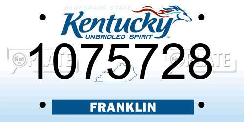 1075728 Kentucky License Plate