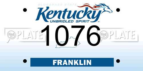 1076 Kentucky License Plate