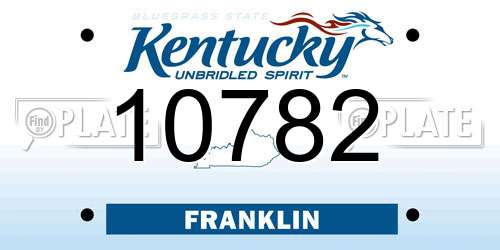 10782 Kentucky License Plate