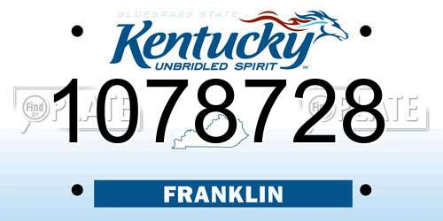 1078728 Kentucky License Plate