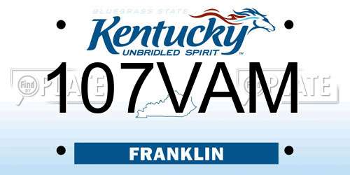 107VAM Kentucky License Plate