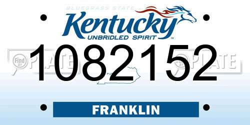 1082152 Kentucky License Plate