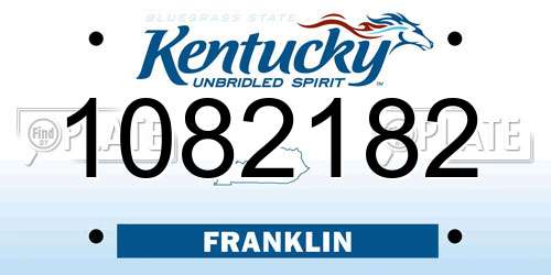 1082182 Kentucky License Plate