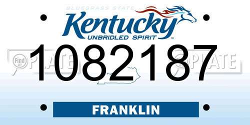 1082187 Kentucky License Plate