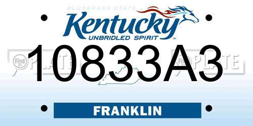 10833A3 Kentucky License Plate