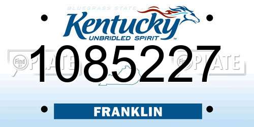 1085227 Kentucky License Plate