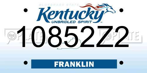 10852Z2 Kentucky License Plate