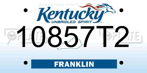 10857T2 Kentucky License Plate