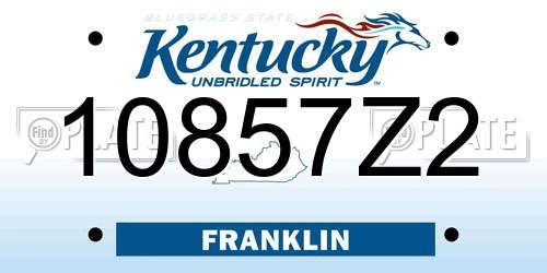 10857Z2 Kentucky License Plate
