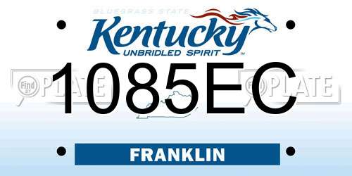 1085EC Kentucky License Plate