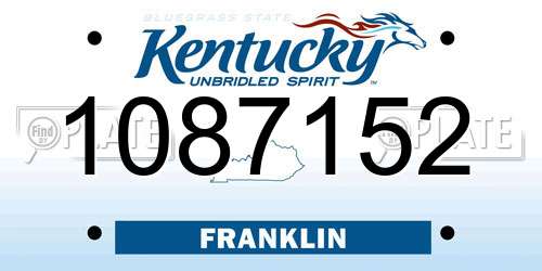 1087152 Kentucky License Plate