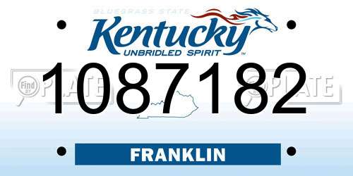 1087182 Kentucky License Plate