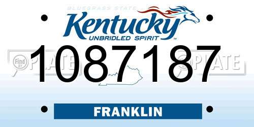 1087187 Kentucky License Plate