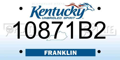 10871B2 Kentucky License Plate