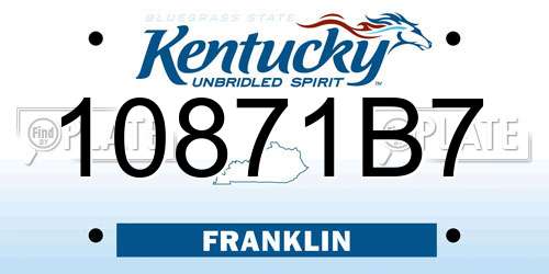 10871B7 Kentucky License Plate