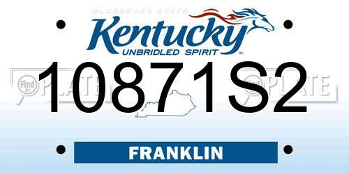 10871S2 Kentucky License Plate