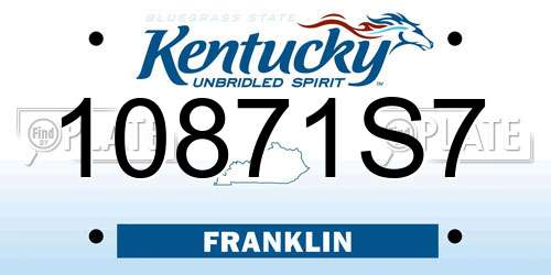 10871S7 Kentucky License Plate